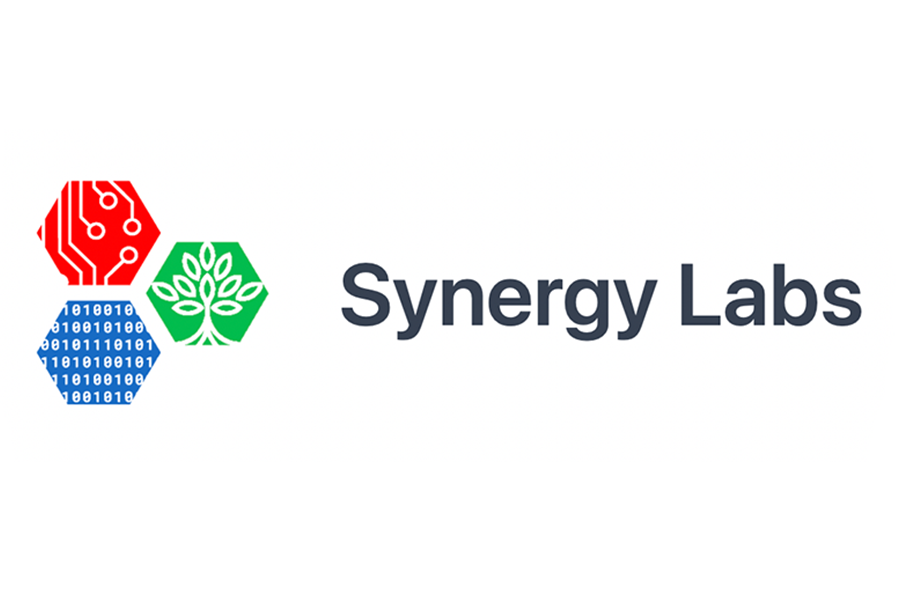 Synergry Lab Logo featuring three hexagons, red, green, and blue. Each hexagon alludes to one of the aspects of the lab