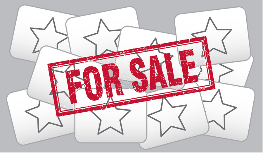 Outlines of stars form a background for the words For Sale, styled as if they're stamped in ink.